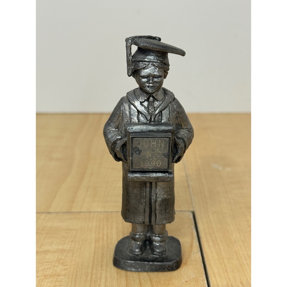 Michael Ricker Handcrafted Pewter Graduation Figurine Boy UNC 1990 John Vintage